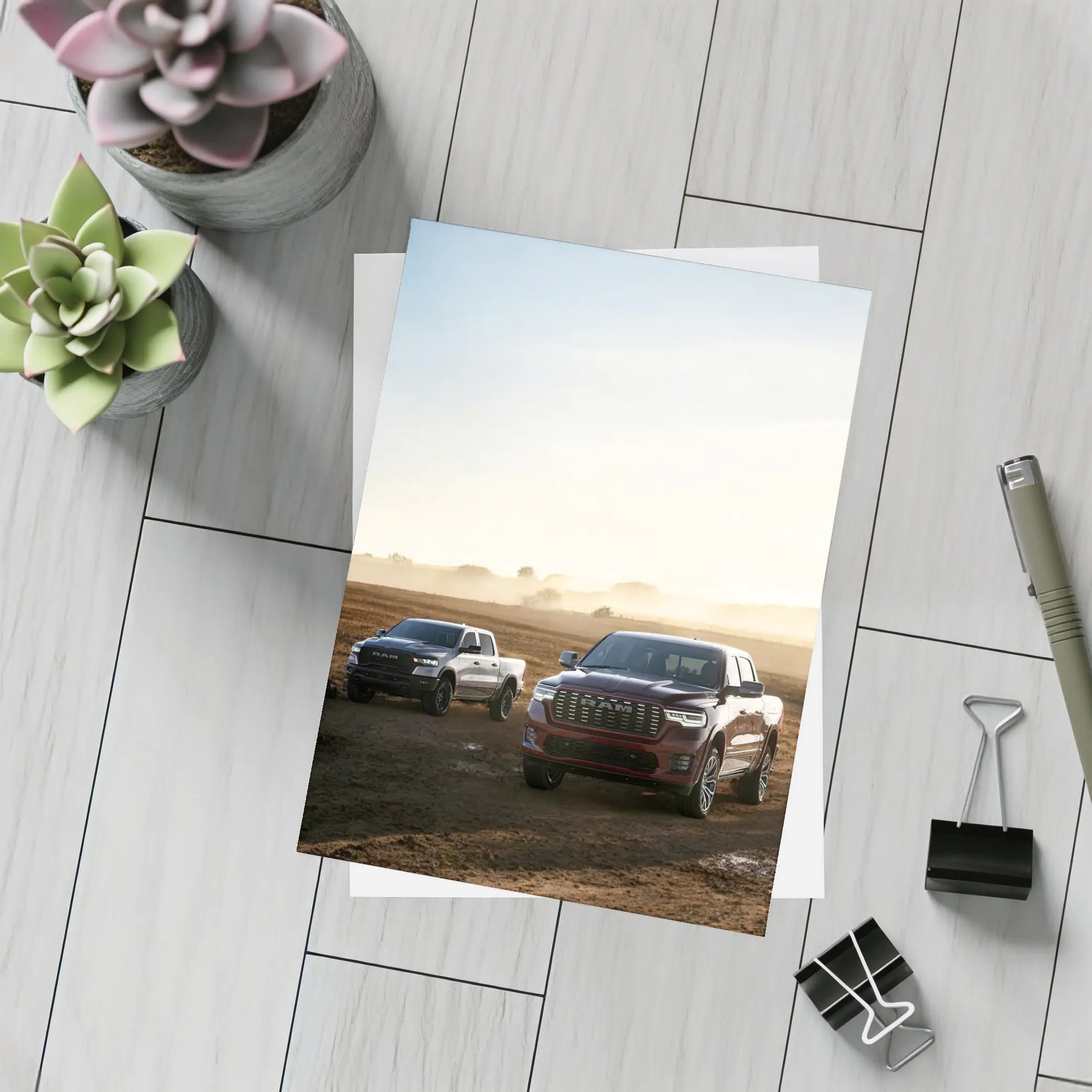 Ram Trucks Dirt Road Misty Field – Postcards