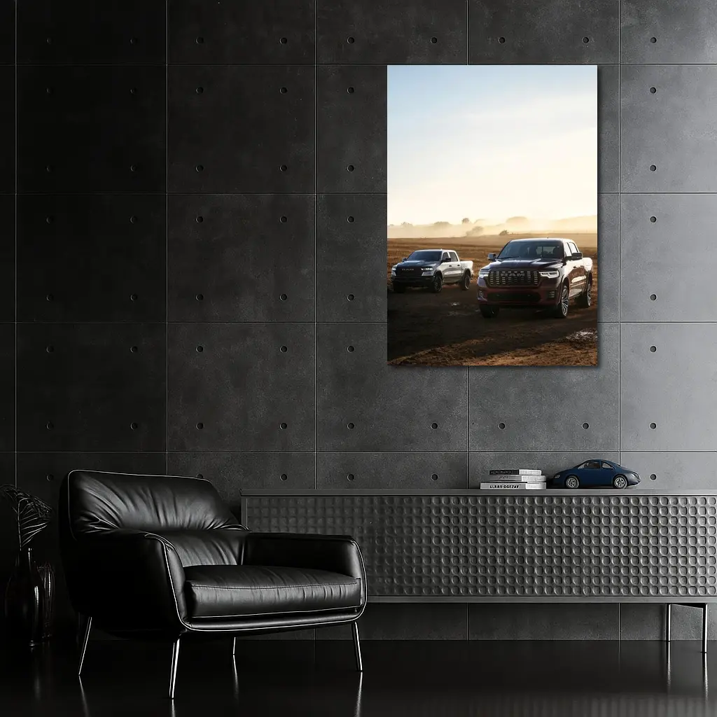 Ram Trucks Dirt Road Misty Field – Wall Art