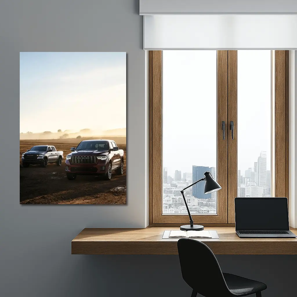 Ram Trucks Dirt Road Misty Field – Wall Art