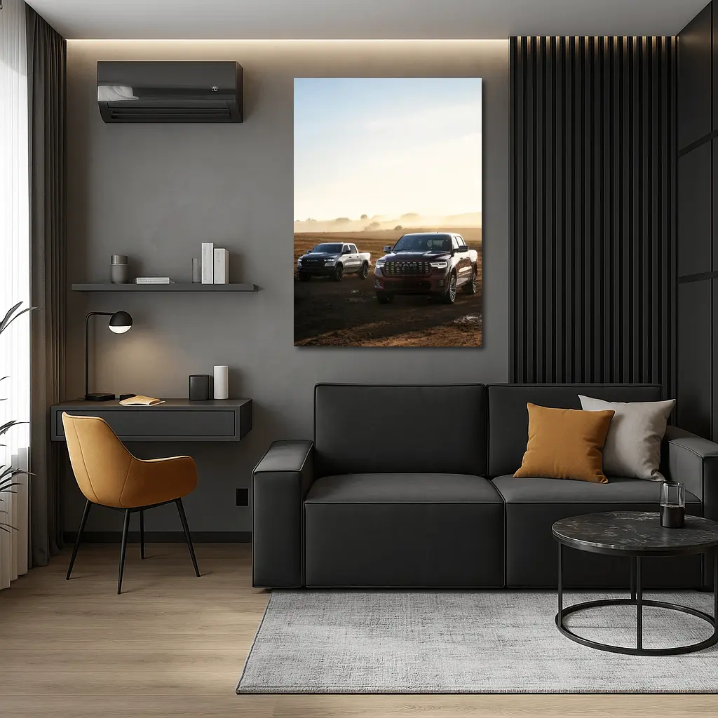Ram Trucks Dirt Road Misty Field – Wall Art