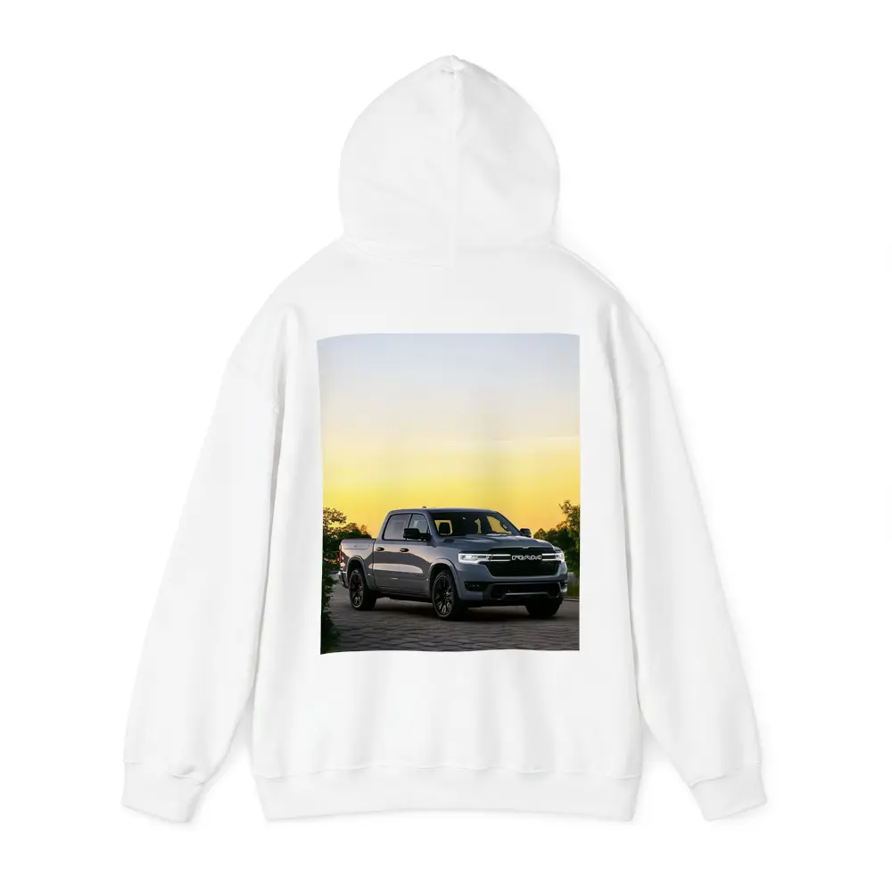 Ram Truck Parked at Golden Sunset – Hoodies