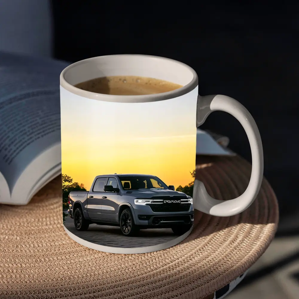 Ram Truck Parked at Golden Sunset – Mugs