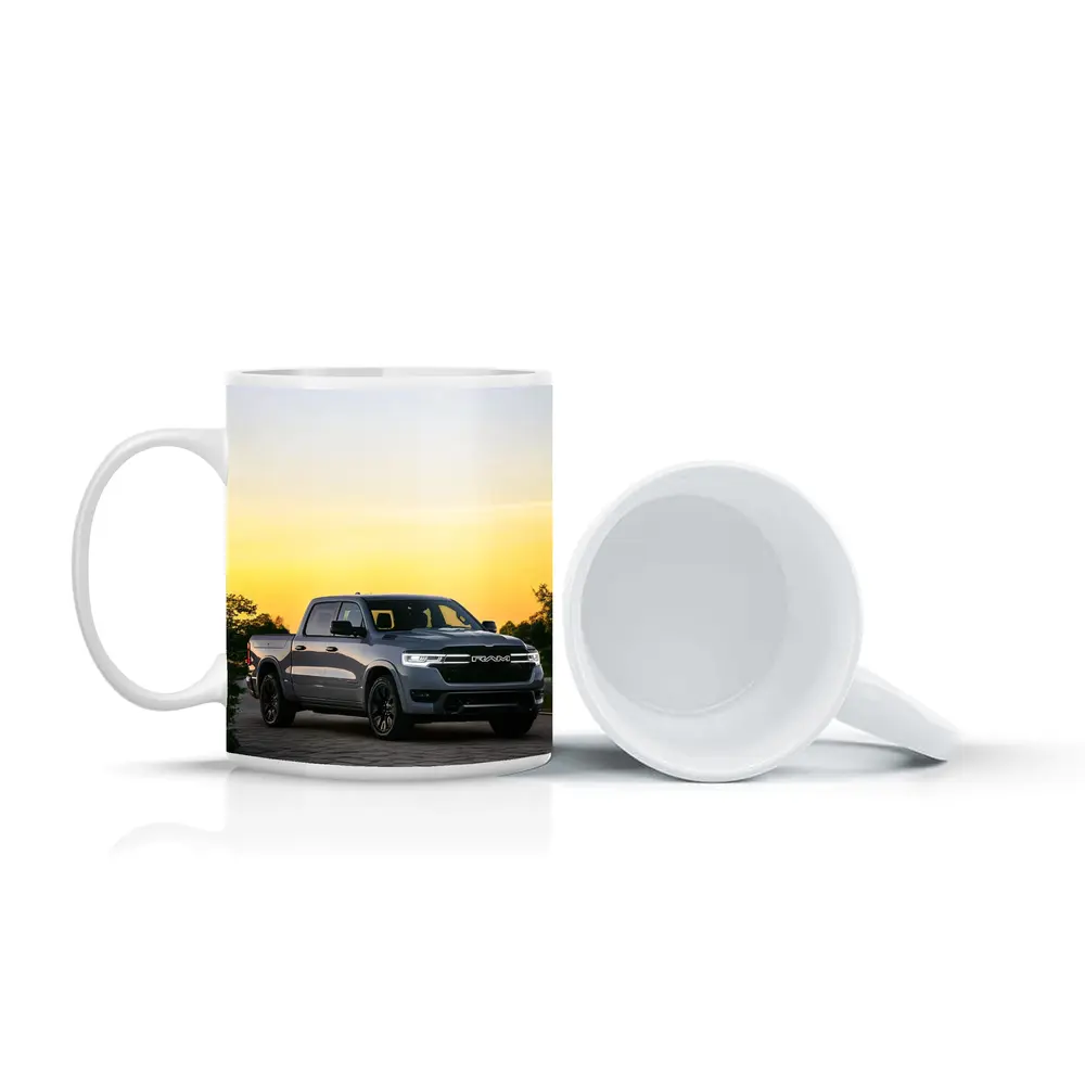 Ram Truck Parked at Golden Sunset – Mugs