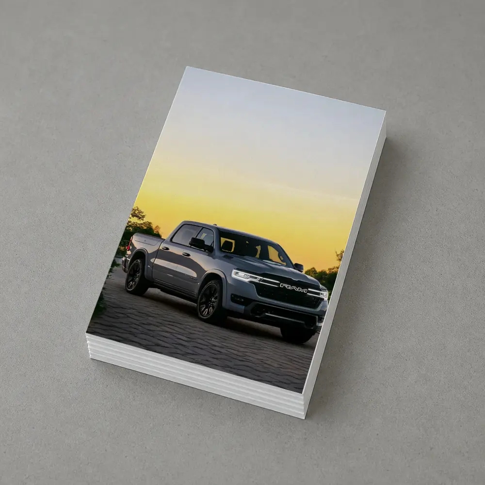 Ram Truck Parked at Golden Sunset – Postcards