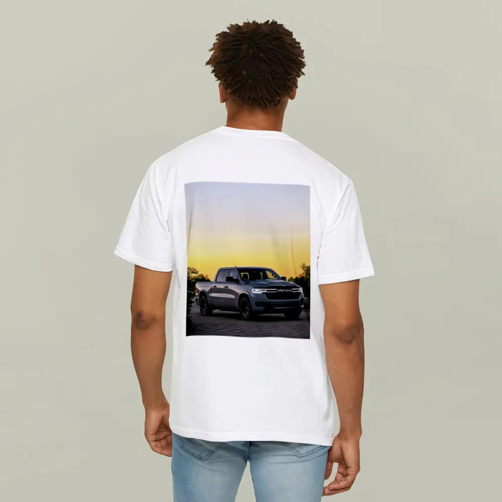 Ram Truck Parked at Golden Sunset – T-Shirts