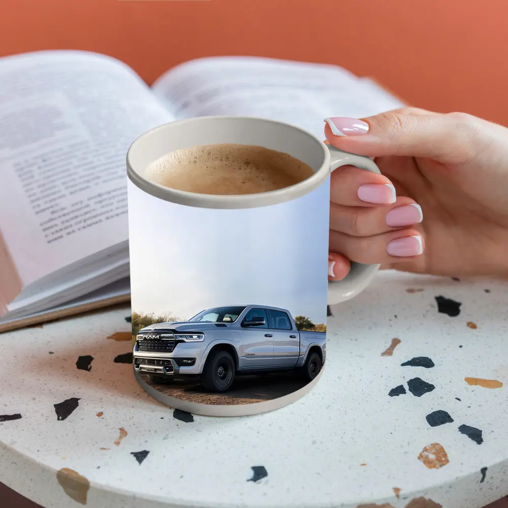Ram Truck Silver Pickup Dusty Desert Road – Mugs