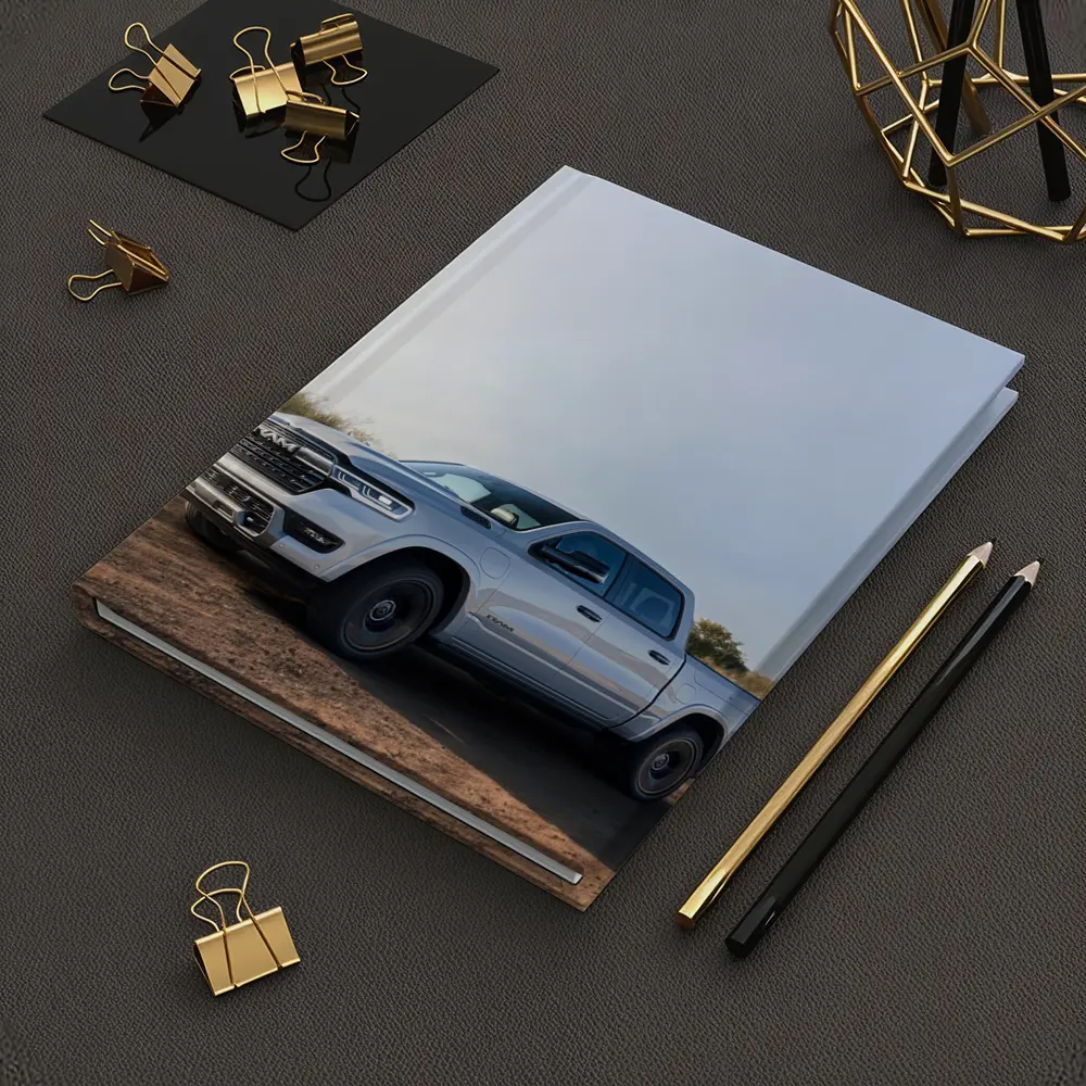 Ram Truck Silver Pickup Dusty Desert Road – Notebooks