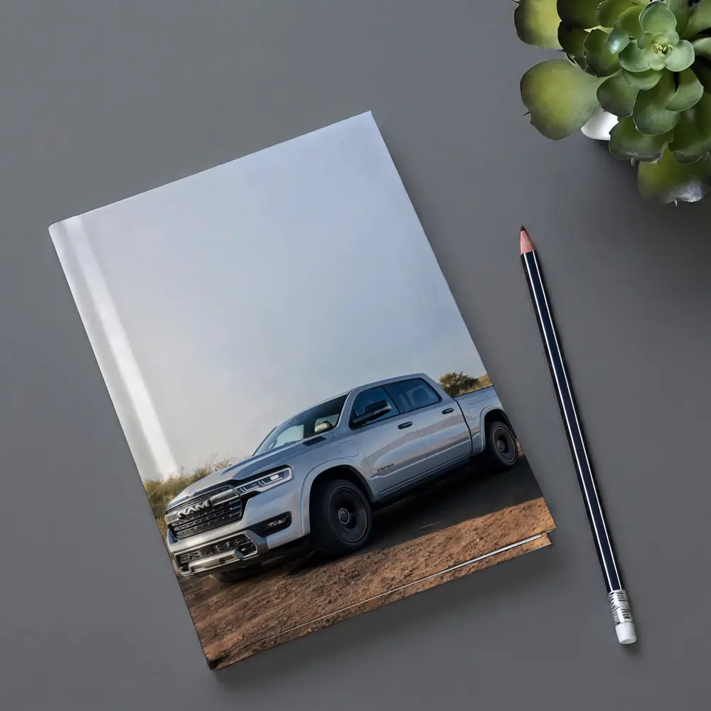 Ram Truck Silver Pickup Dusty Desert Road – Notebooks
