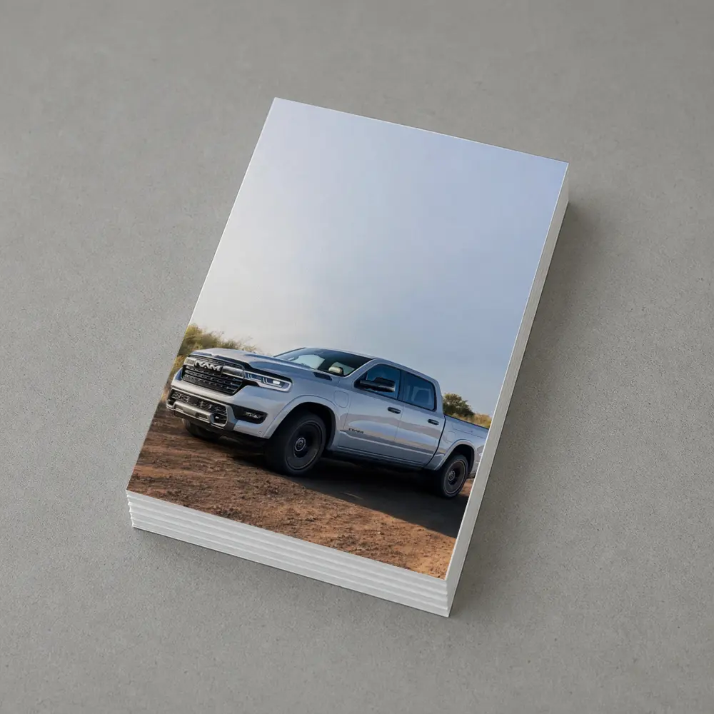 Ram Truck Silver Pickup Dusty Desert Road – Postcards