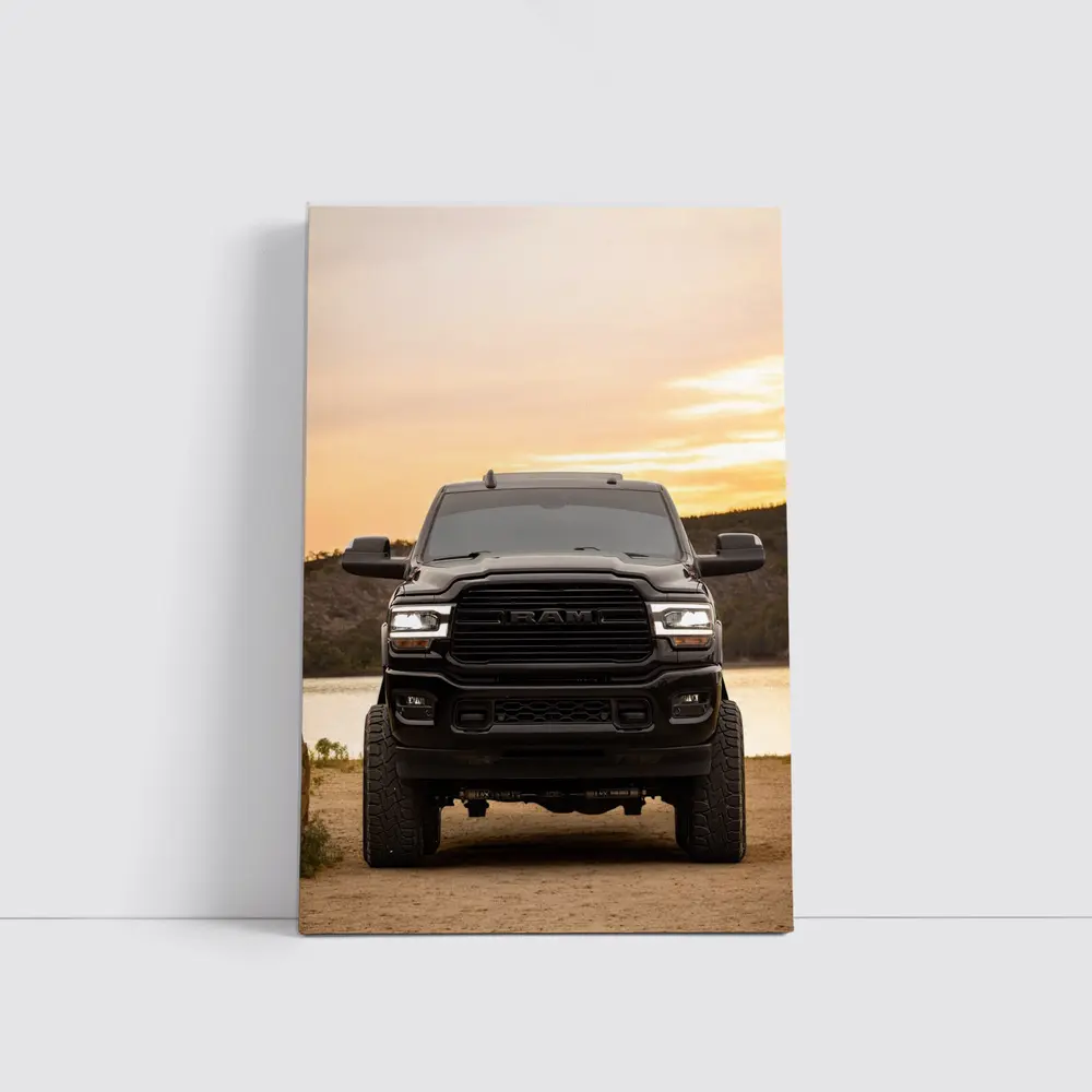 Ram Truck Black Front Sunset Lake – Wall Art