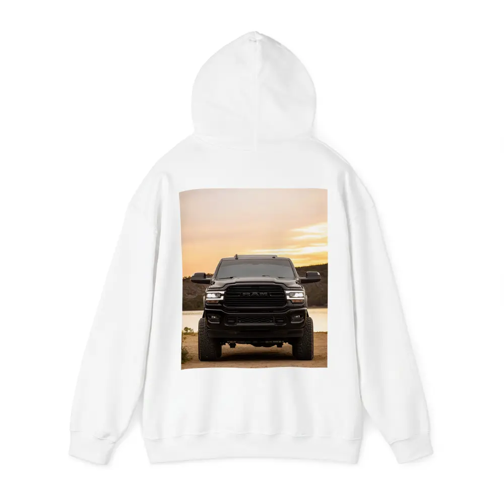 Ram Truck Black Front Sunset Lake – Hoodies