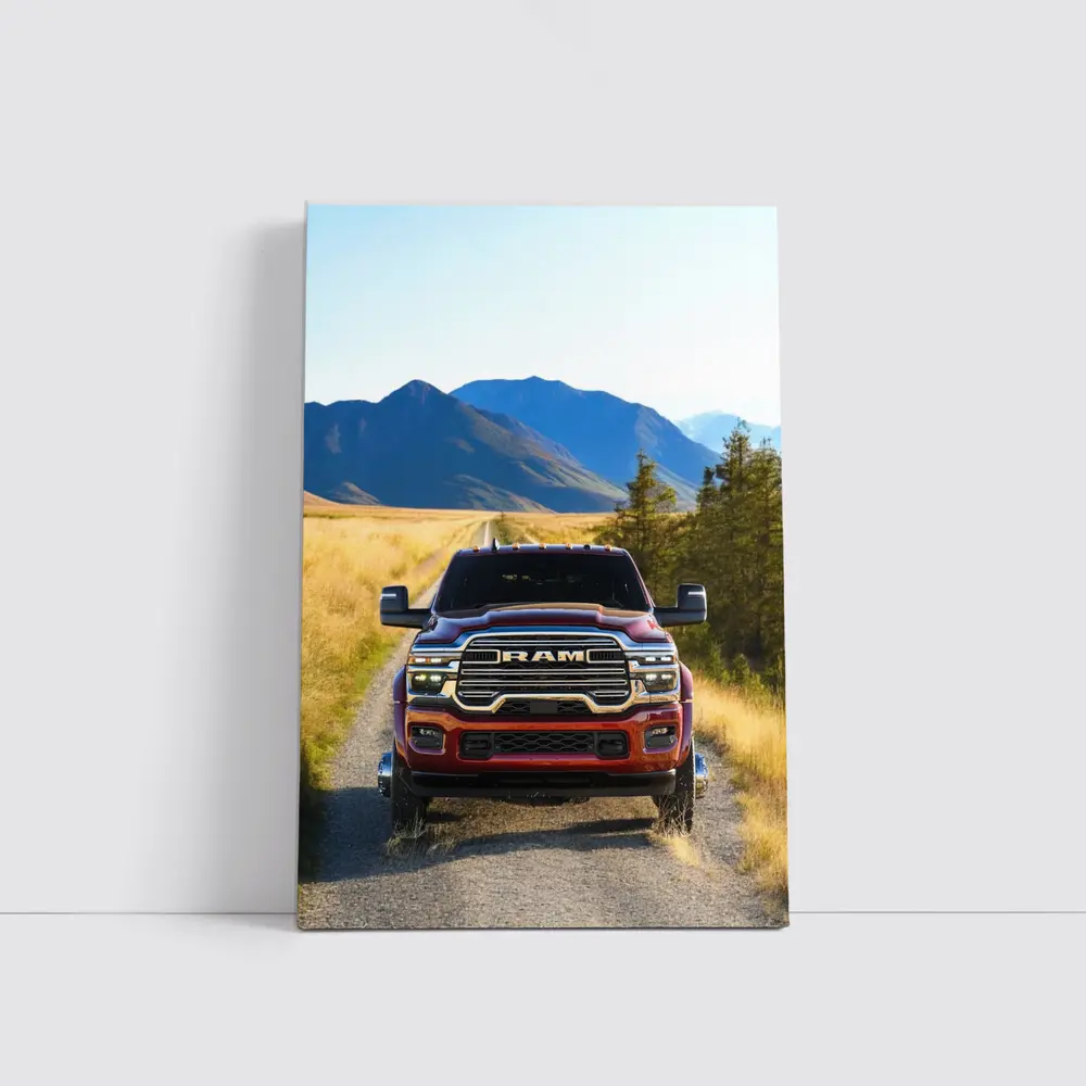 Ram Truck Gravel Road Mountain Background – Wall Art