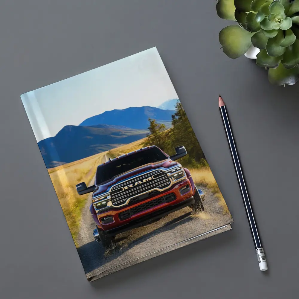 Ram Truck Gravel Road Mountain Background – Notebooks