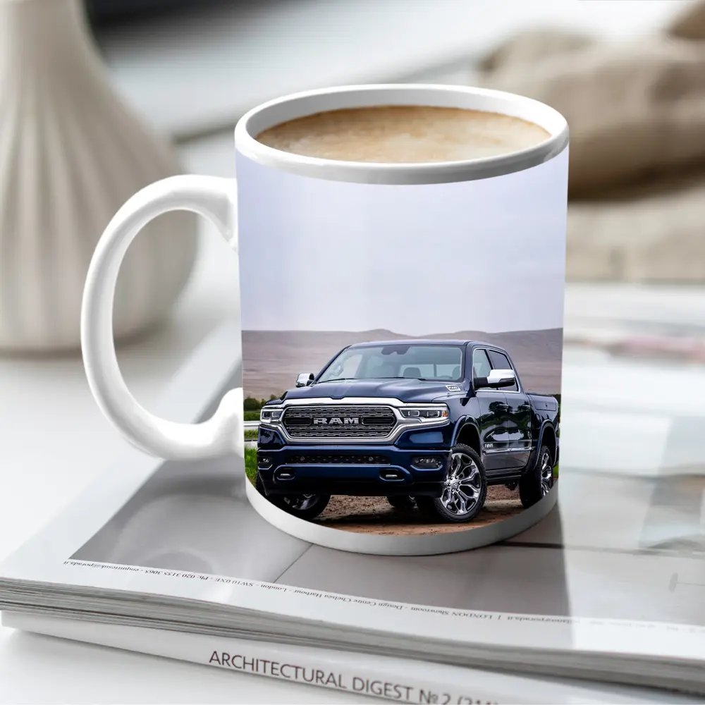 Ram Truck Navy Blue Dirt Road Desert – Mugs