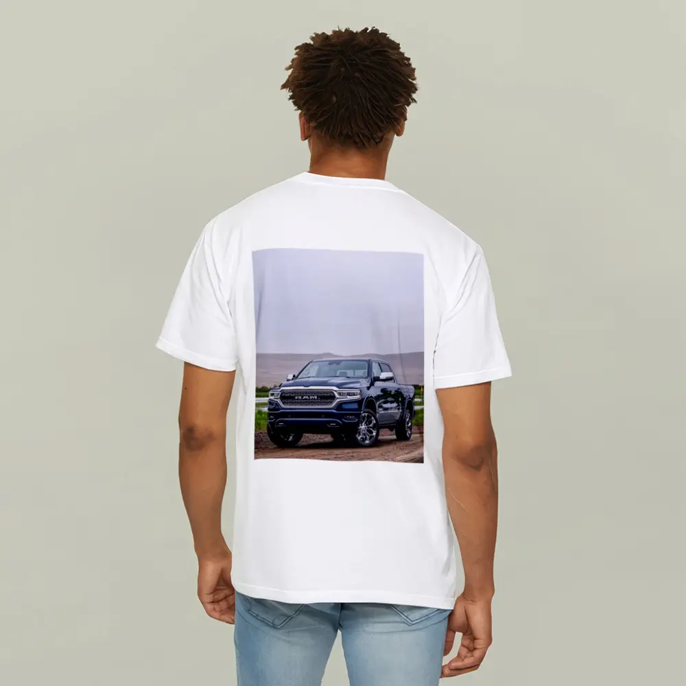 Ram Truck Navy Blue Dirt Road Desert – T-Shirts