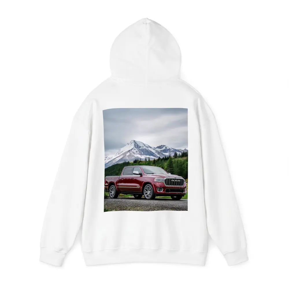 Ram Truck Deep Red Mountain Landscape – Hoodies
