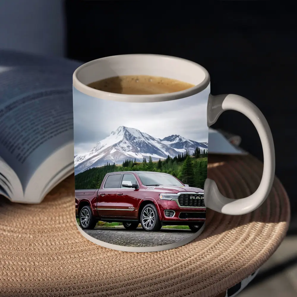 Ram Truck Deep Red Mountain Landscape – Mugs