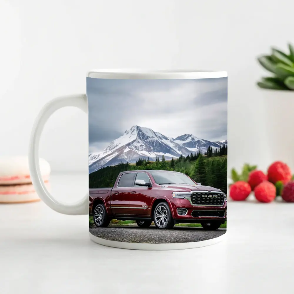 Ram Truck Deep Red Mountain Landscape – Mugs
