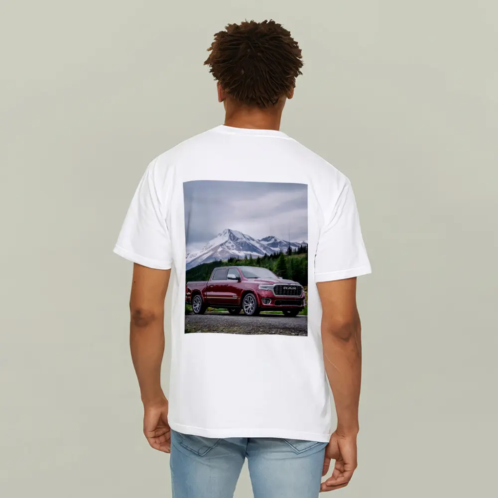 Ram Truck Deep Red Mountain Landscape – T-Shirts