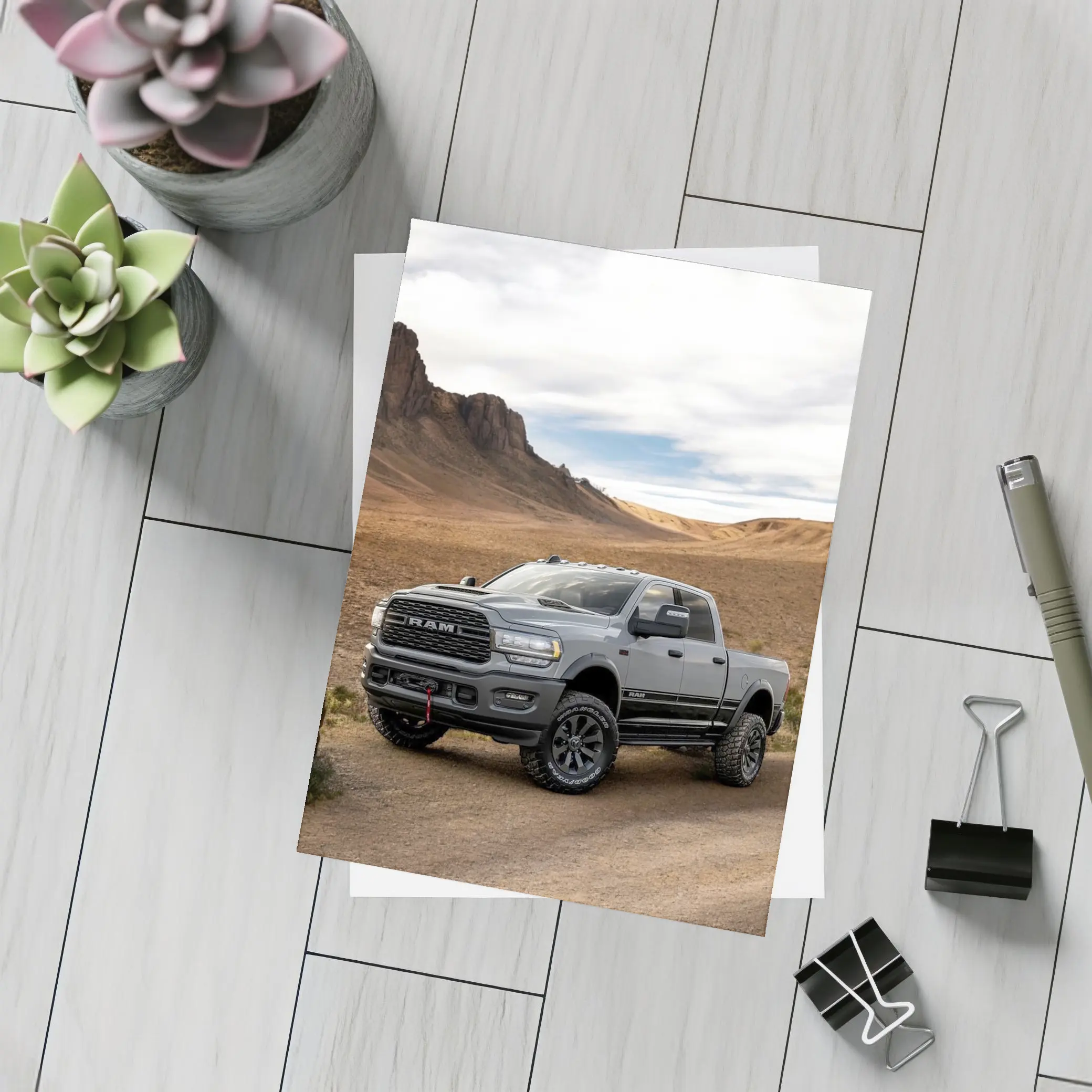 Ram Truck Gray Desert Rugged Road – Postcards
