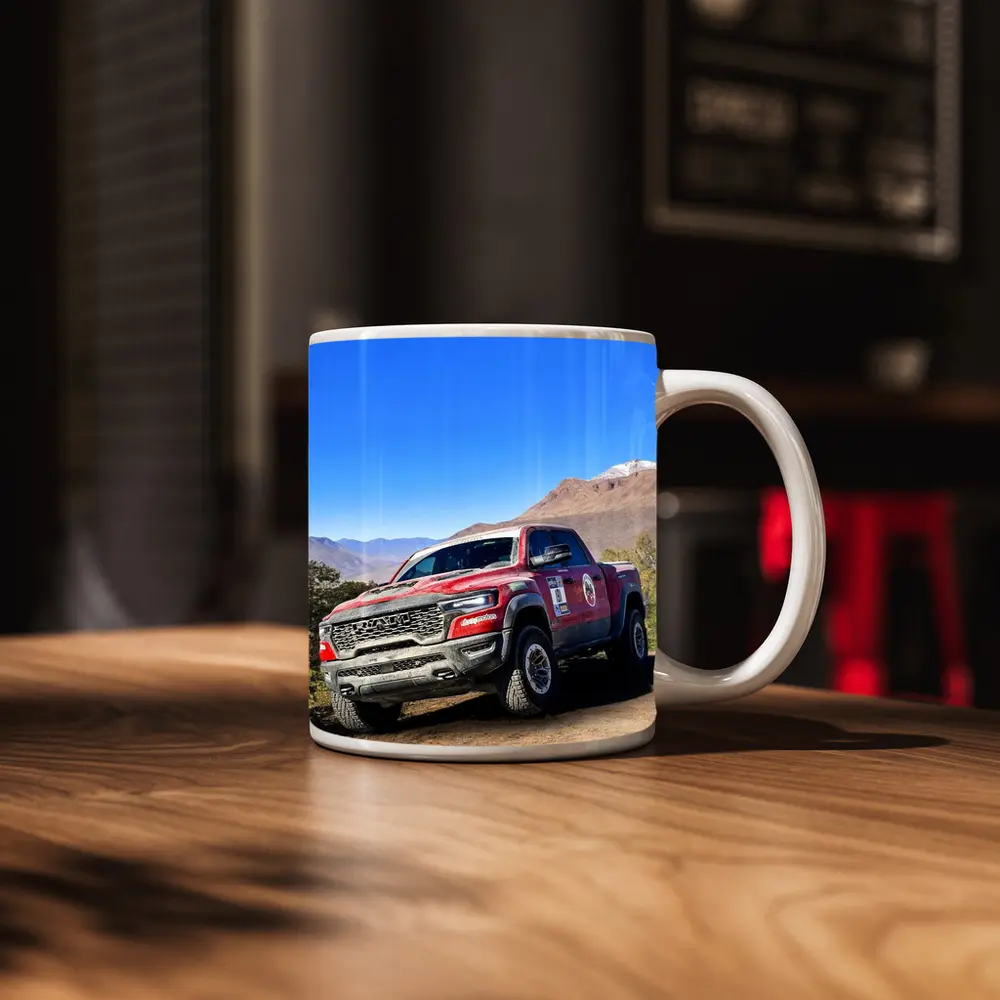 Ram TRX Truck Dirt Trail Mountain Background – Mugs