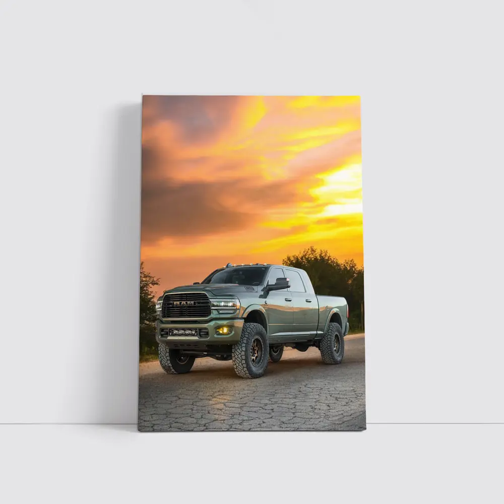 Ram Truck Lifted Green Sunset Sky – Wall Art