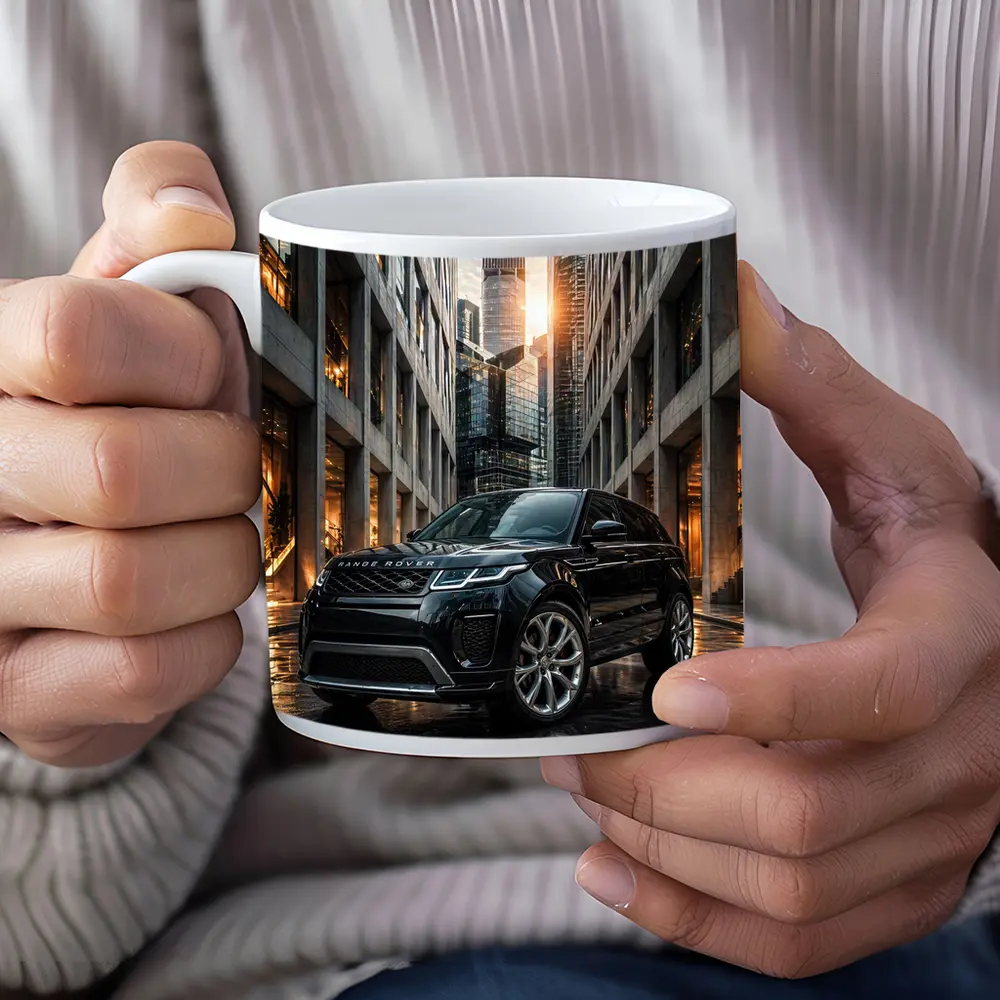Range Rover Evoque Black Urban City Setting – Mugs