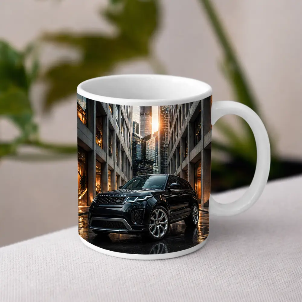 Range Rover Evoque Black Urban City Setting – Mugs