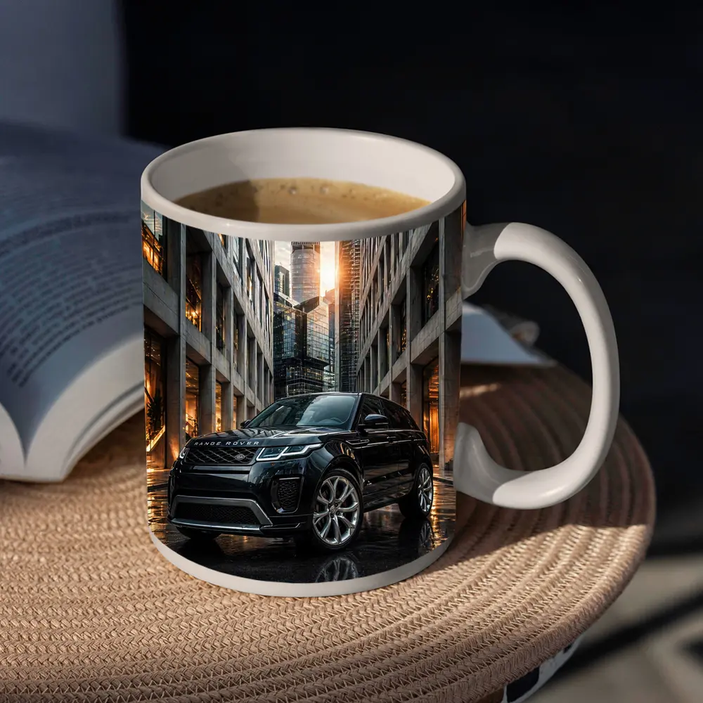 Range Rover Evoque Black Urban City Setting – Mugs