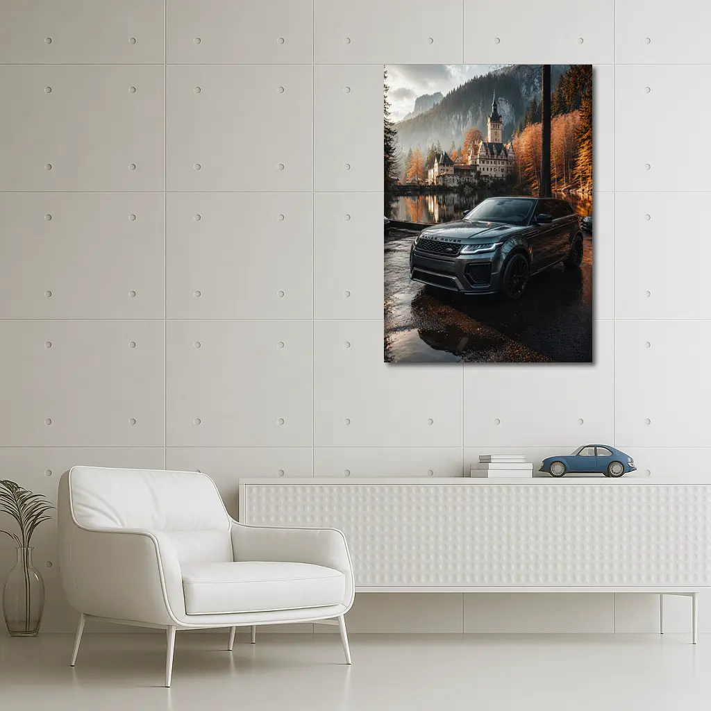 Range Rover Evoque Castle Forest Reflection – Wall Art