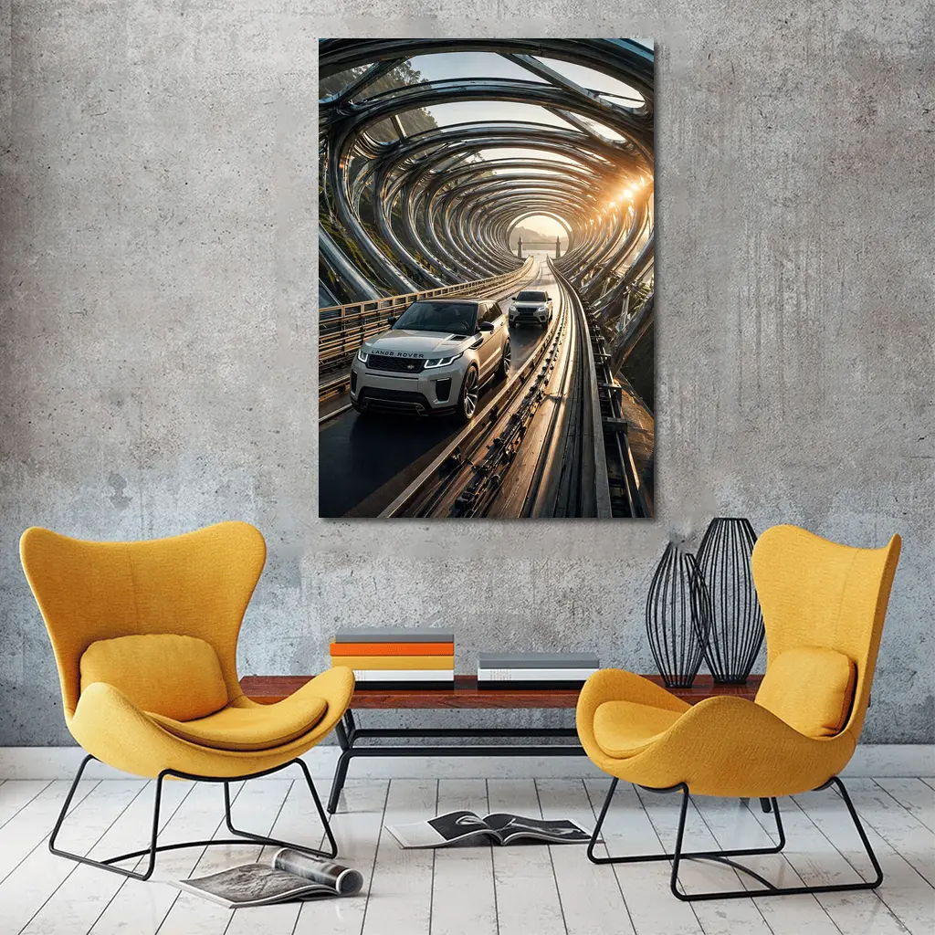 Range Rover Evoque Driving Through Futuristic Tunnel – Wall Art