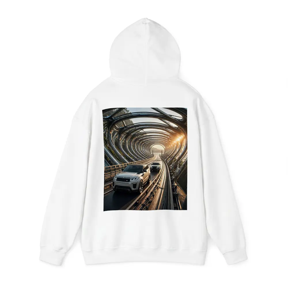 Range Rover Evoque Driving Through Futuristic Tunnel – Hoodies