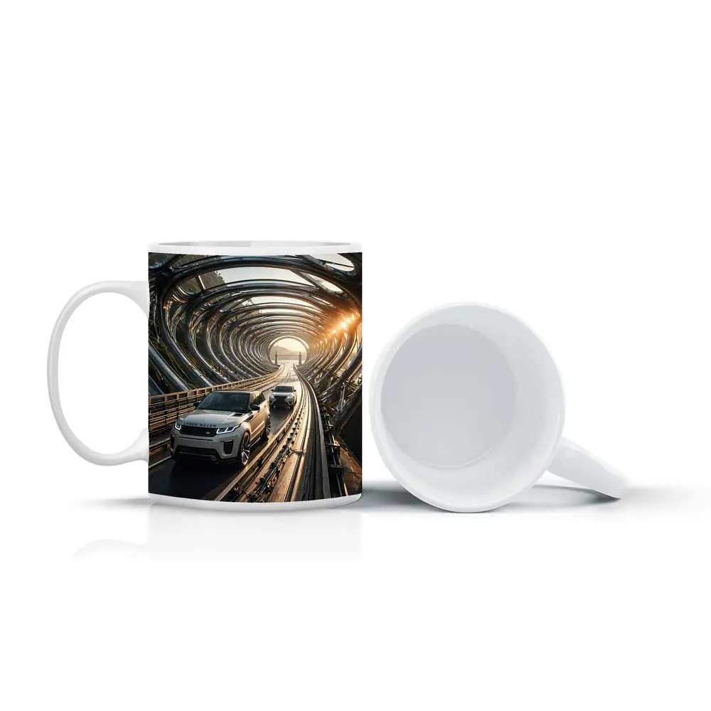 Range Rover Evoque Driving Through Futuristic Tunnel – Mugs