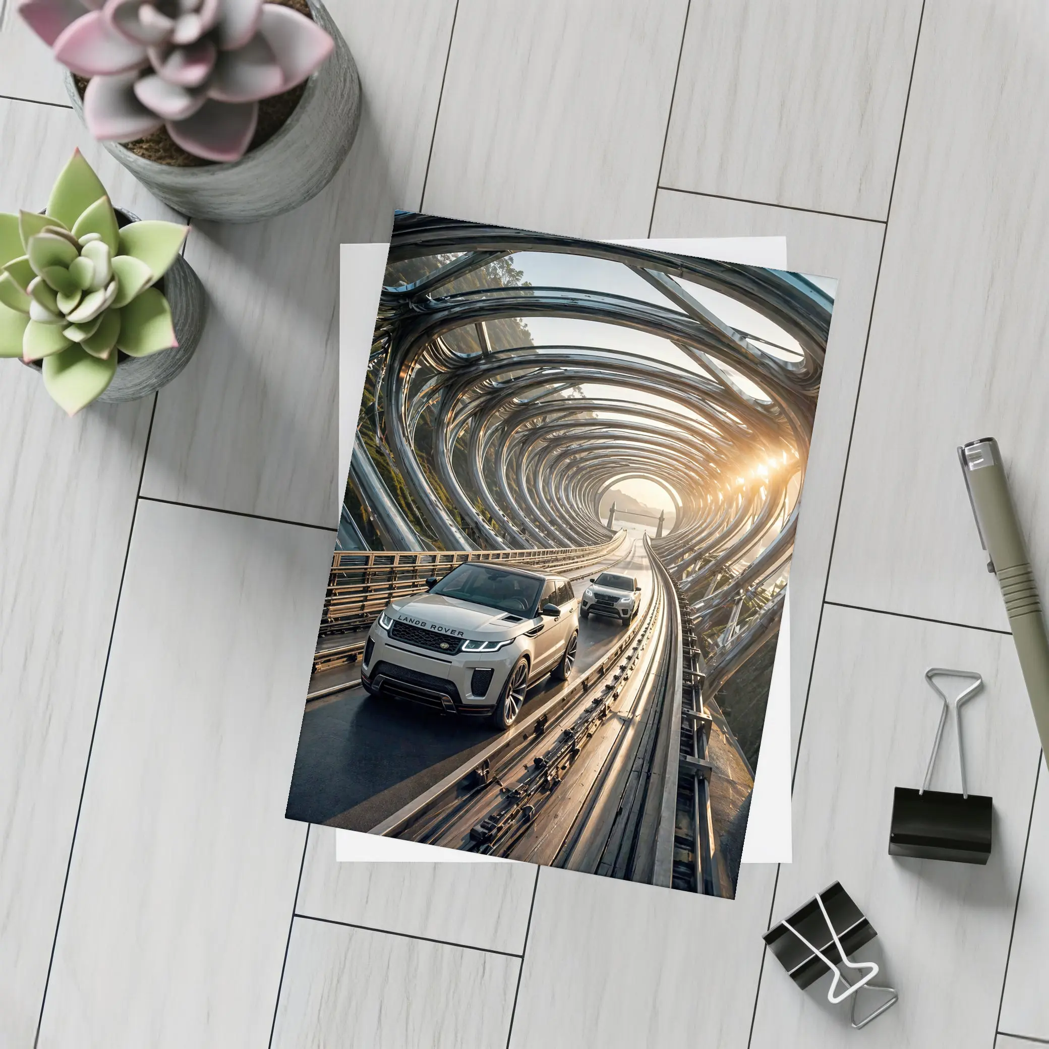 Range Rover Evoque Driving Through Futuristic Tunnel – Postcards