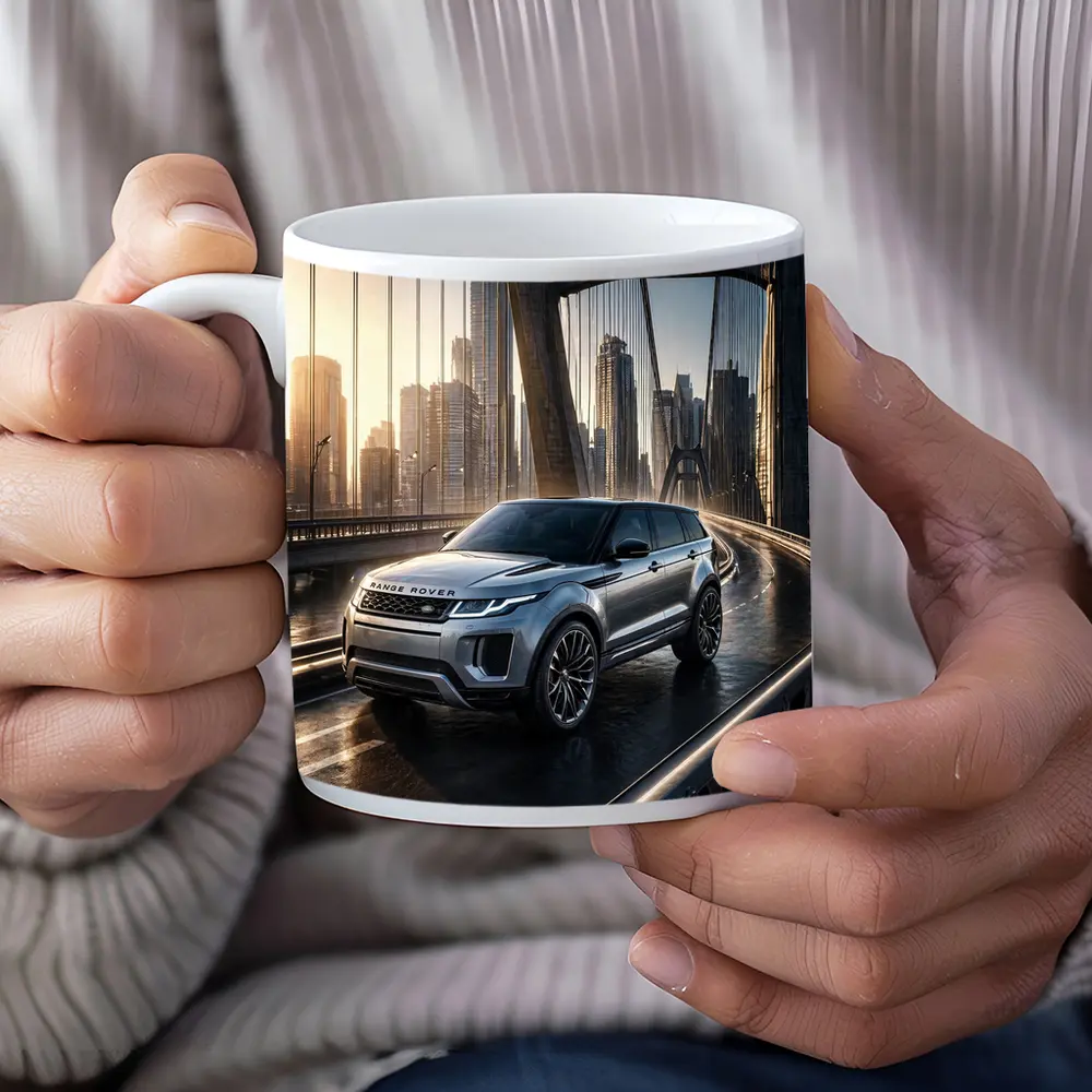 Range Rover Evoque On City Bridge – Mugs