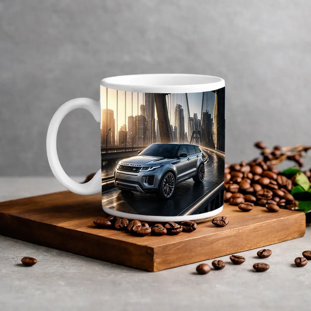 Range Rover Evoque On City Bridge – Mugs