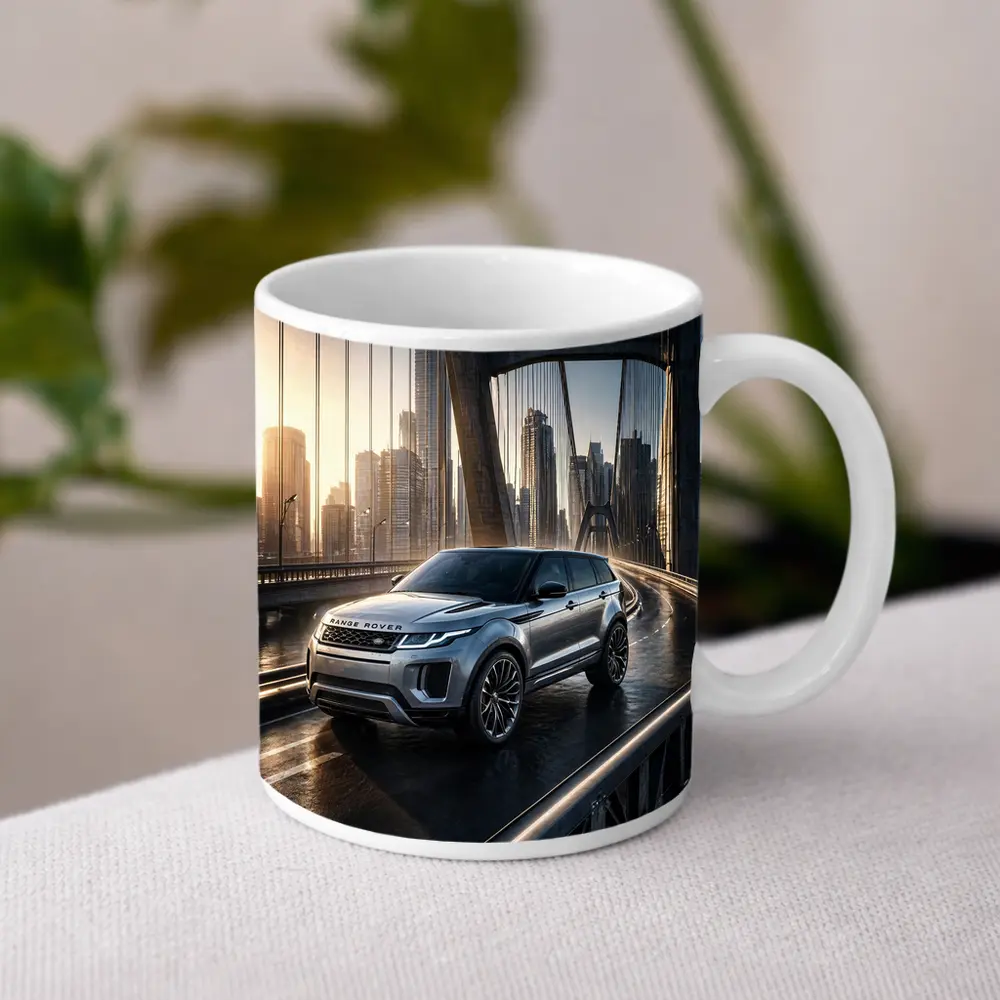 Range Rover Evoque On City Bridge – Mugs