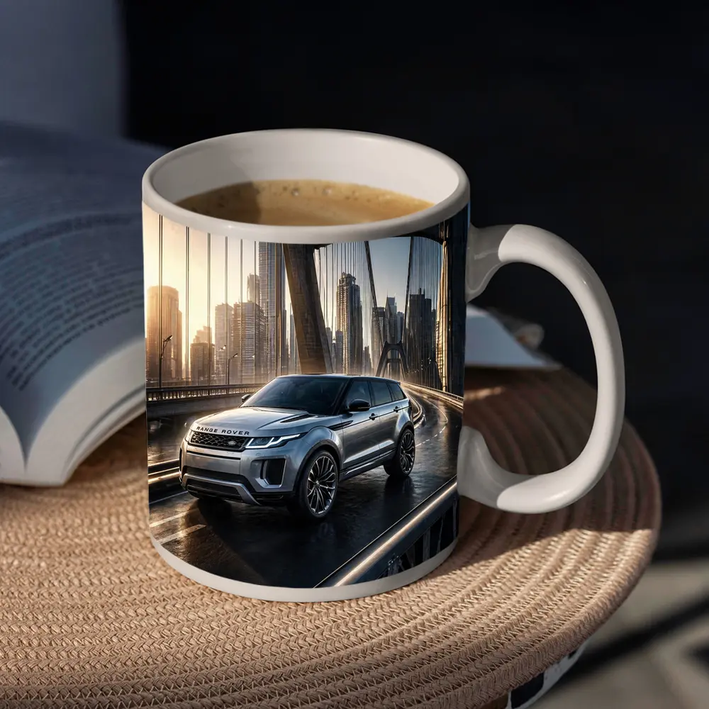 Range Rover Evoque On City Bridge – Mugs