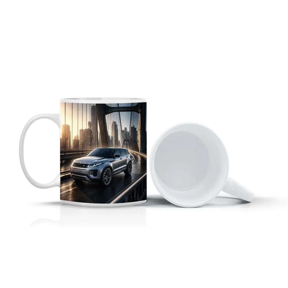 Range Rover Evoque On City Bridge – Mugs