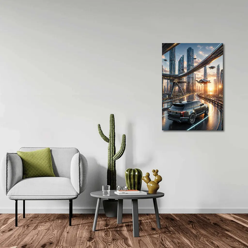 Range Rover SUV Futuristic City Skyline Drive – Wall Art