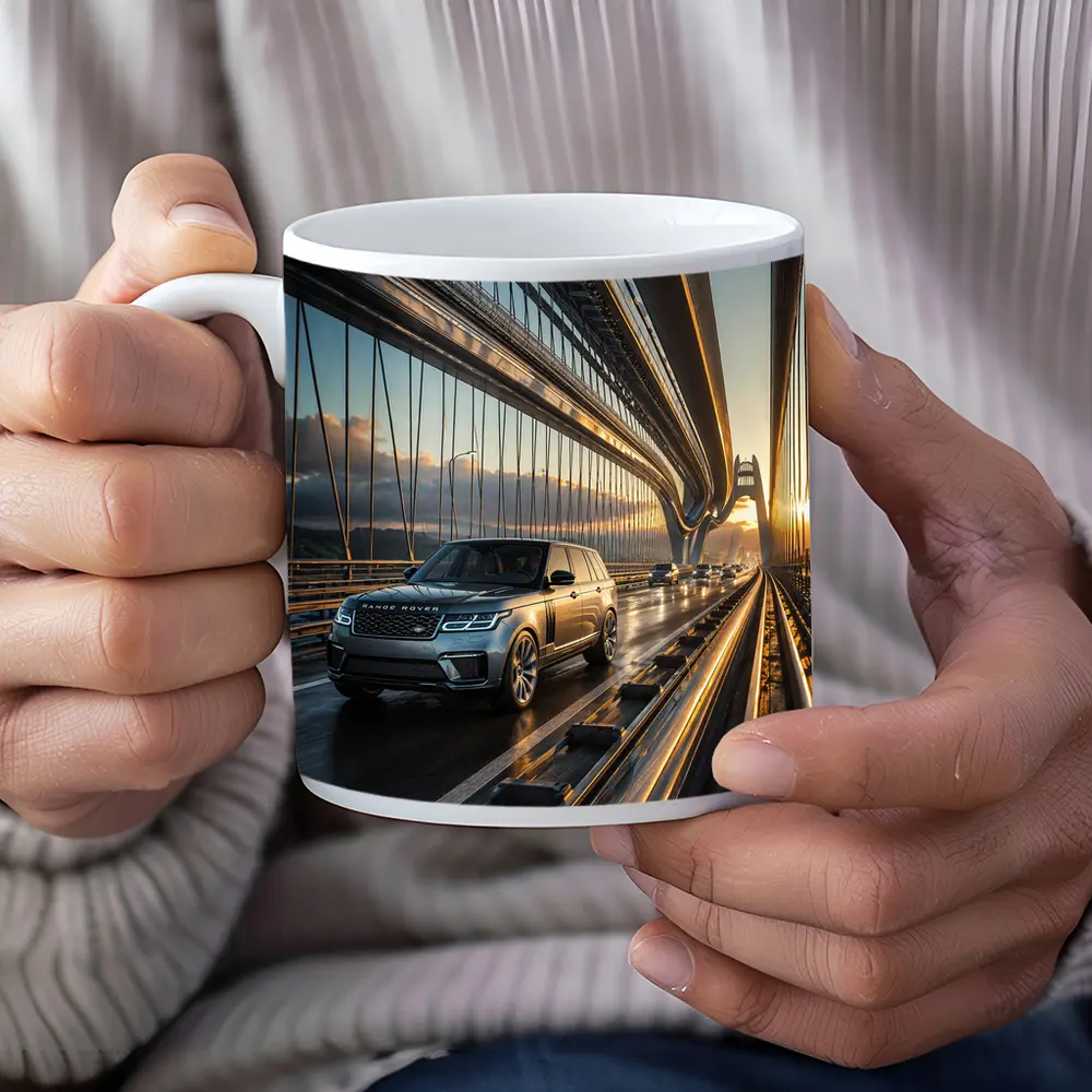 Range Rover SV On Suspension Bridge Sunset – Mugs