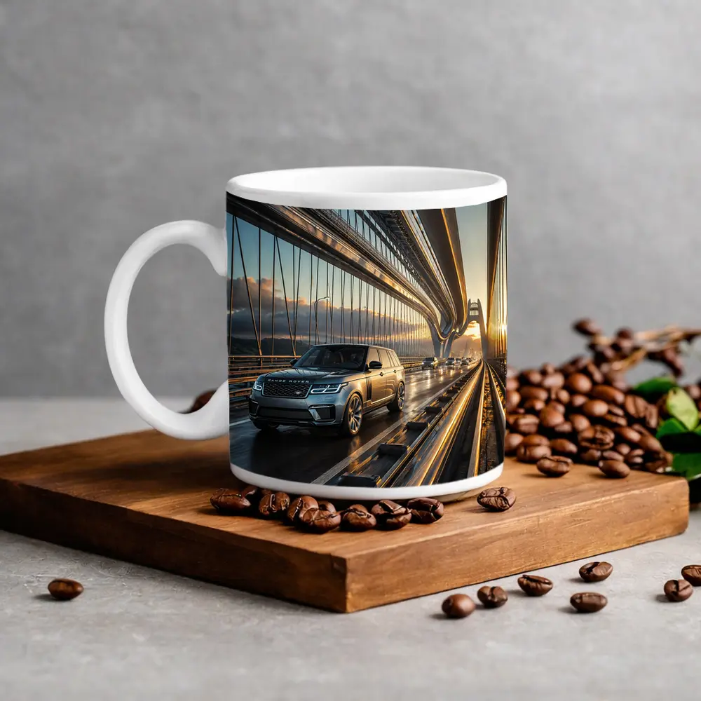Range Rover SV On Suspension Bridge Sunset – Mugs