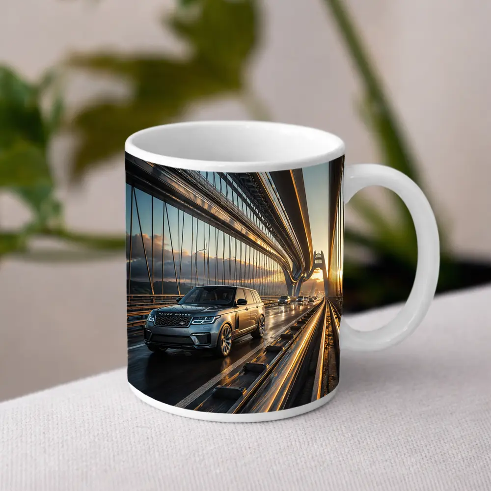 Range Rover SV On Suspension Bridge Sunset – Mugs