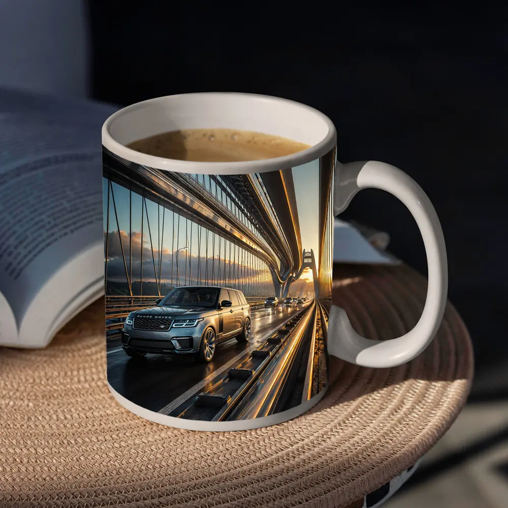 Range Rover SV On Suspension Bridge Sunset – Mugs