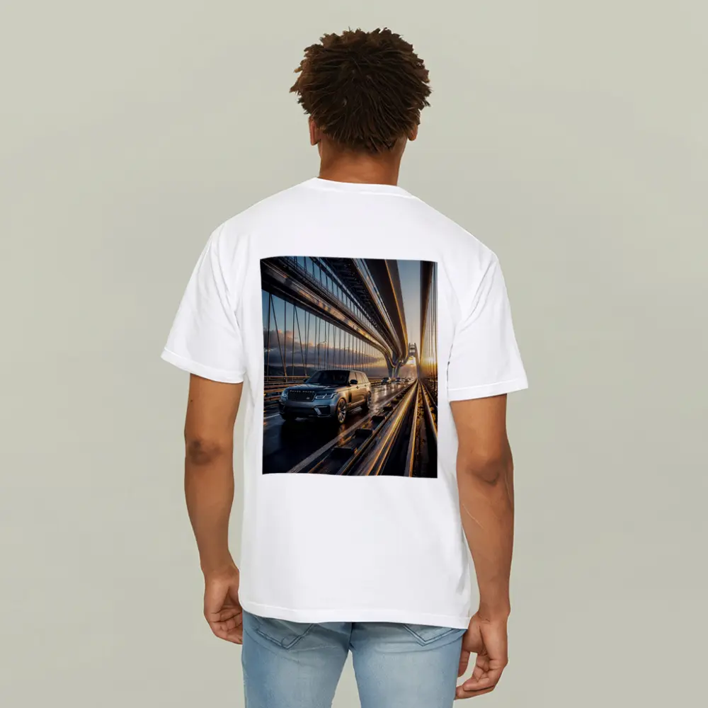 Range Rover SV On Suspension Bridge Sunset – T-Shirts