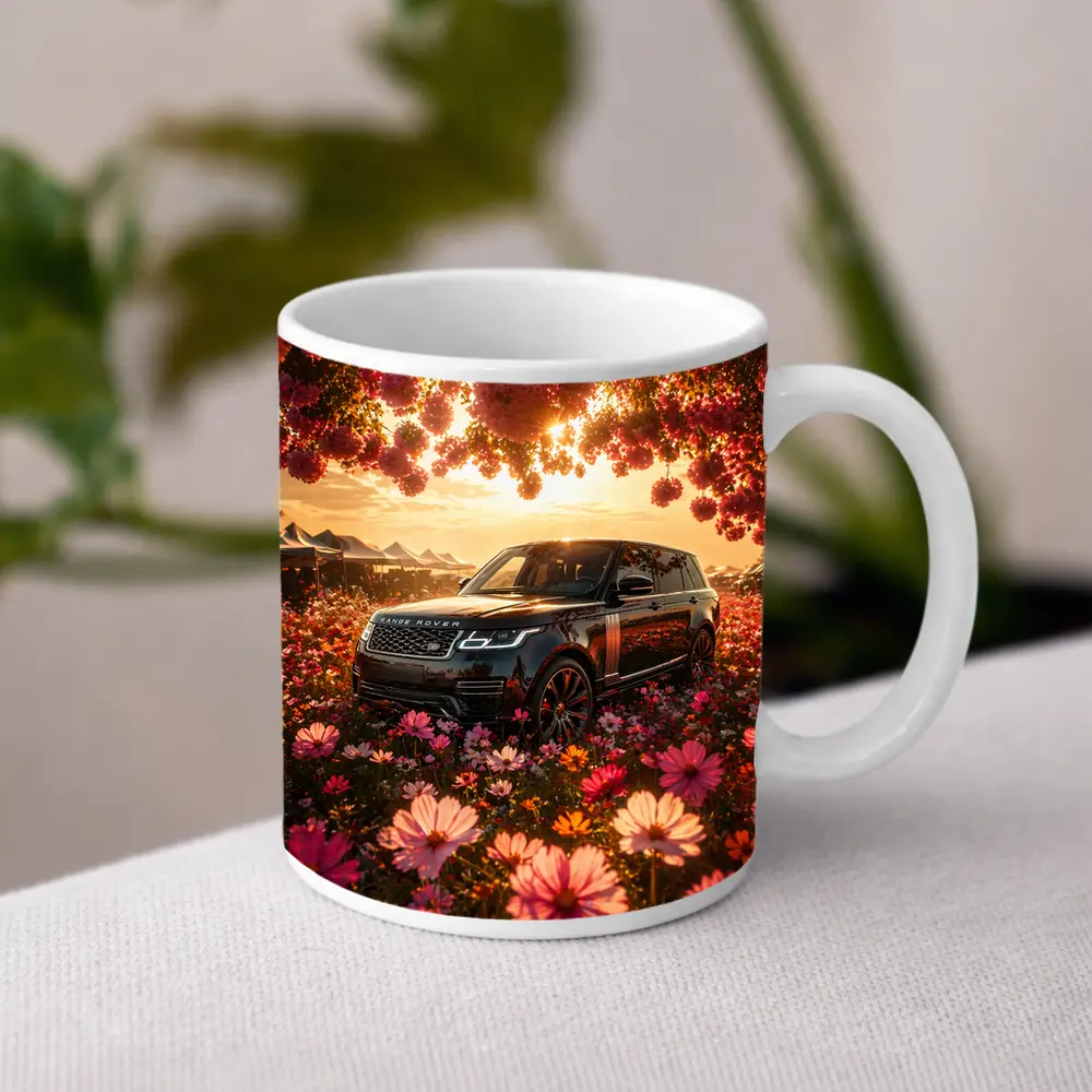 Range Rover SV Black Blooming Flowers Sunset – Mugs