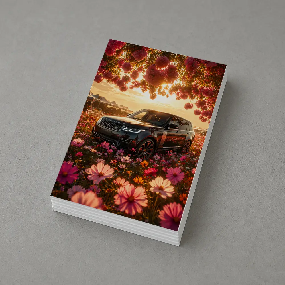 Range Rover SV Black Blooming Flowers Sunset – Postcards