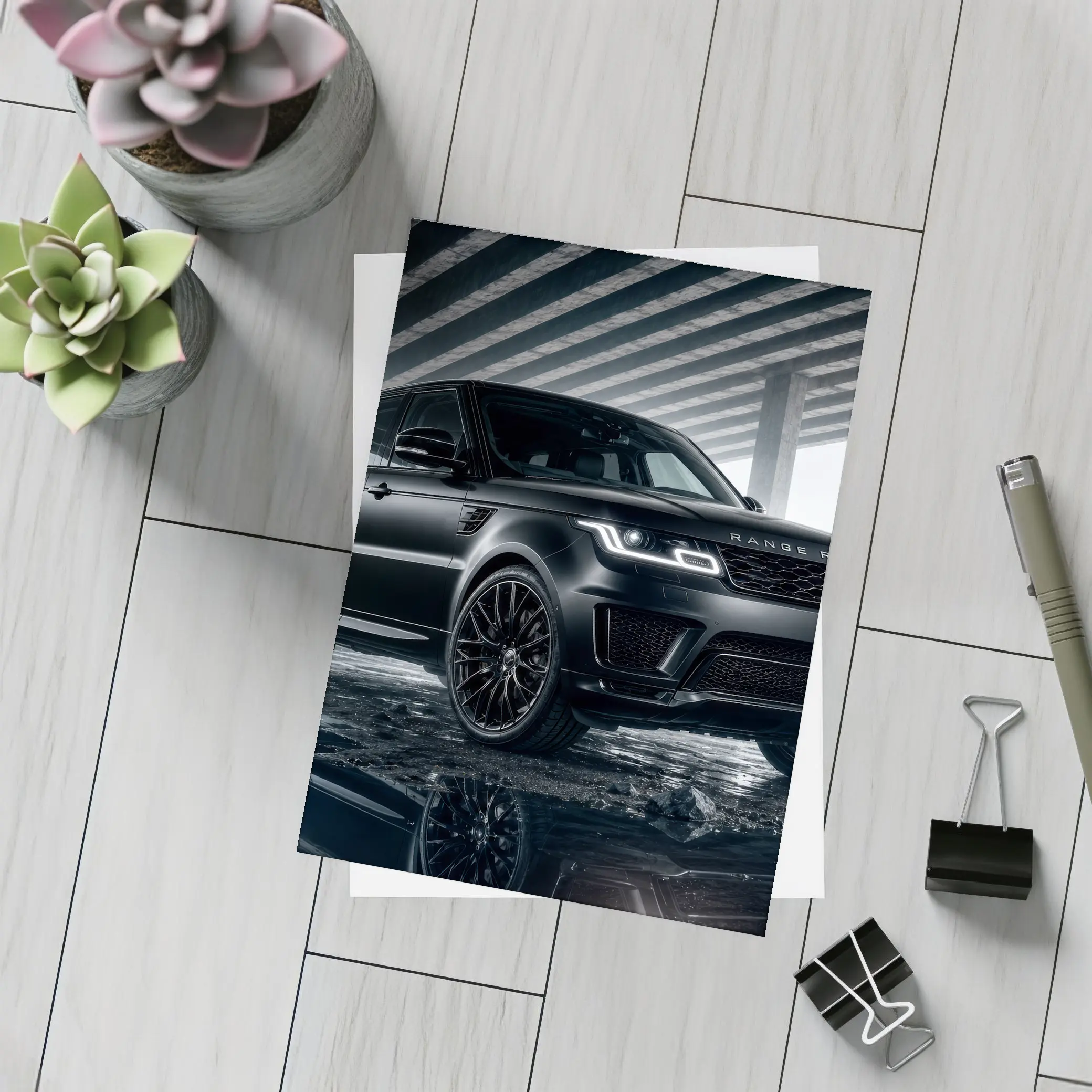 Range Rover Sport Black Urban Underpass Scene – Postcards