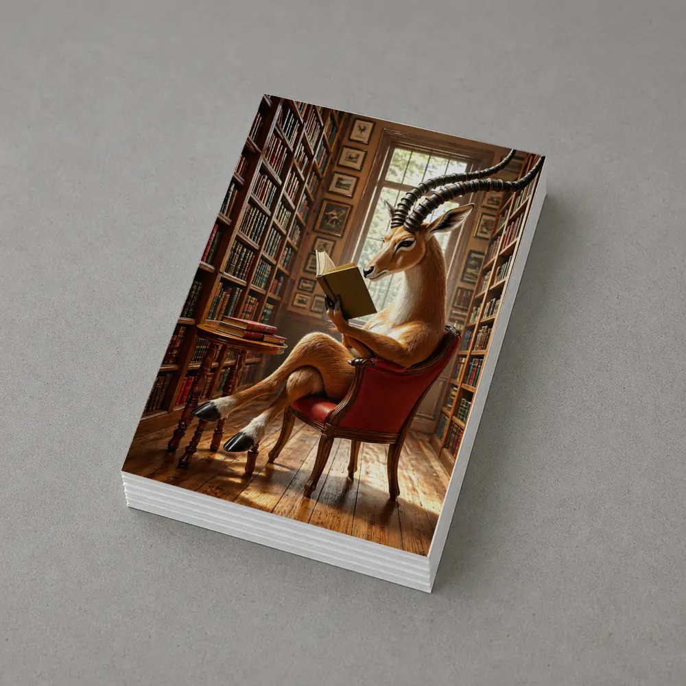Antelope Reading Book in Grand Library – Postcards