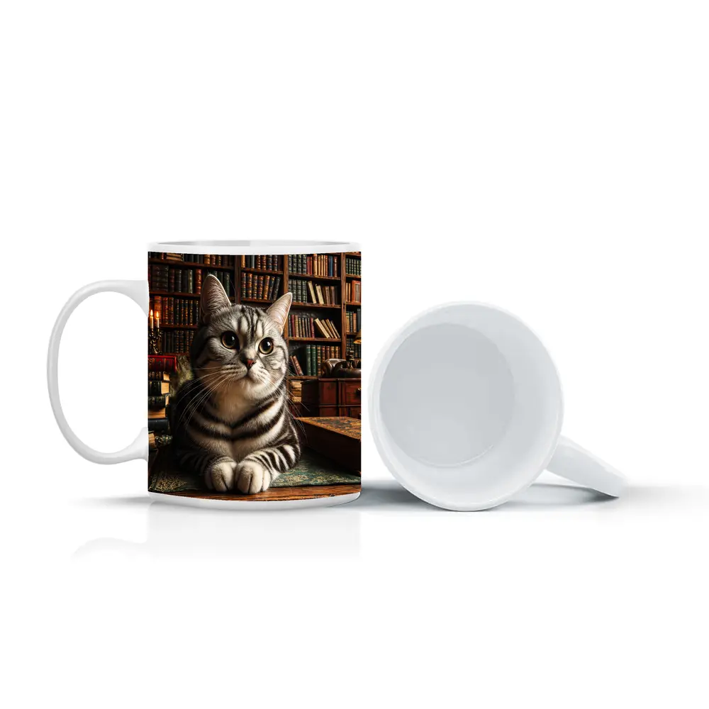 American Shorthair Cat in Classic Library – Mugs